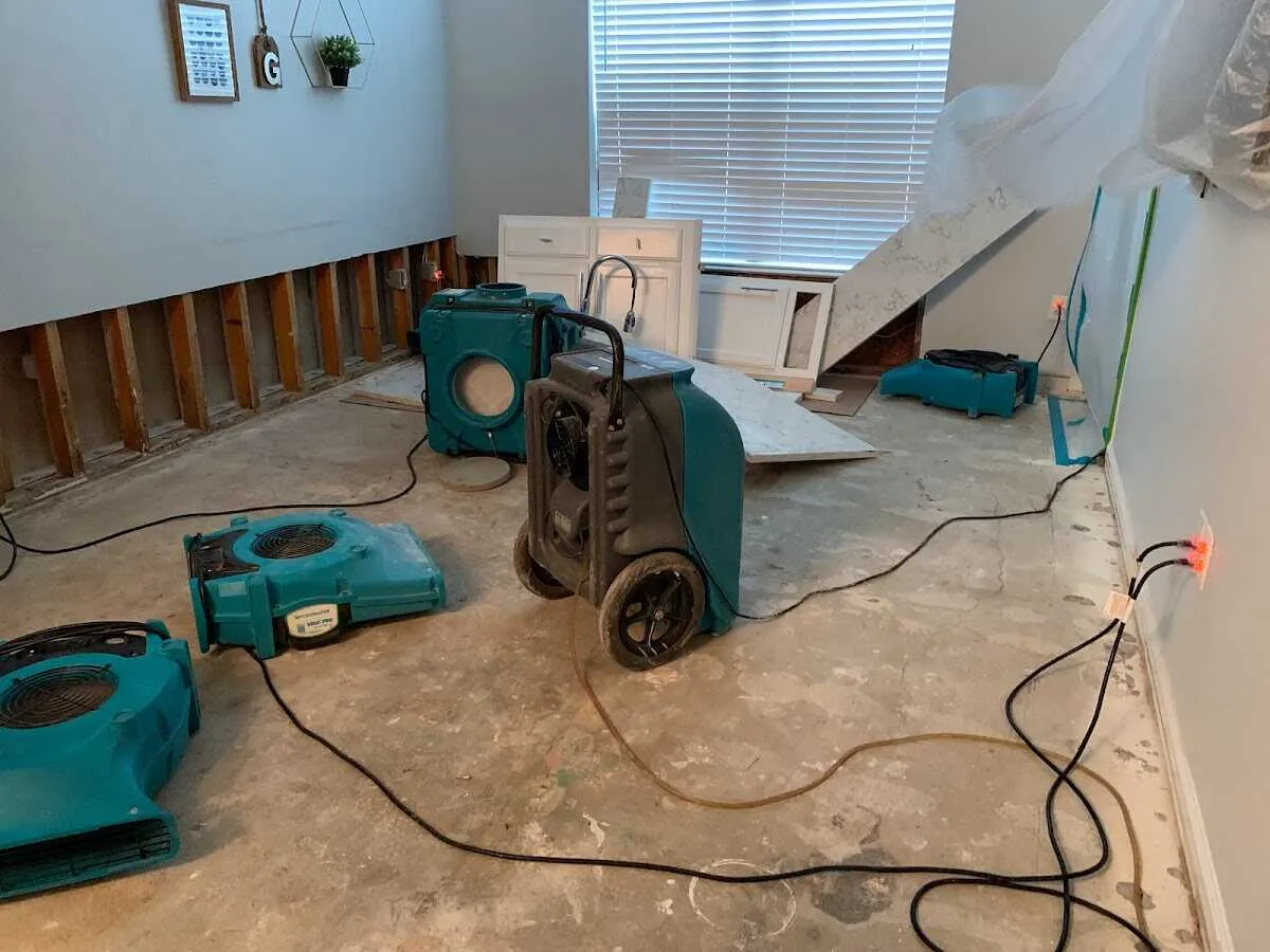 Dehumidifier in flood-cut room for Water Damage Restoration in Plumstead