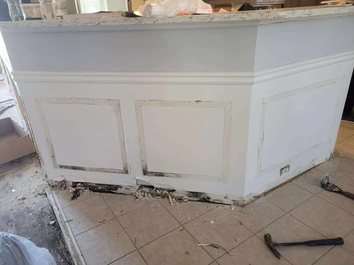 Water damage and mold on kitchen during Storm Damage Restoration in Plumstead